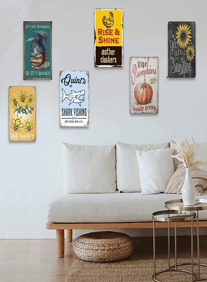 Cusde Funny Dragon Metal Tin Sign Dragon Book It's Not Hoarding If It's Books Tin Signs Art Metal for Bedroom Library Wall Decor Plaque 8x12 inch - Image 5